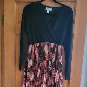 Black and floral maternity dress